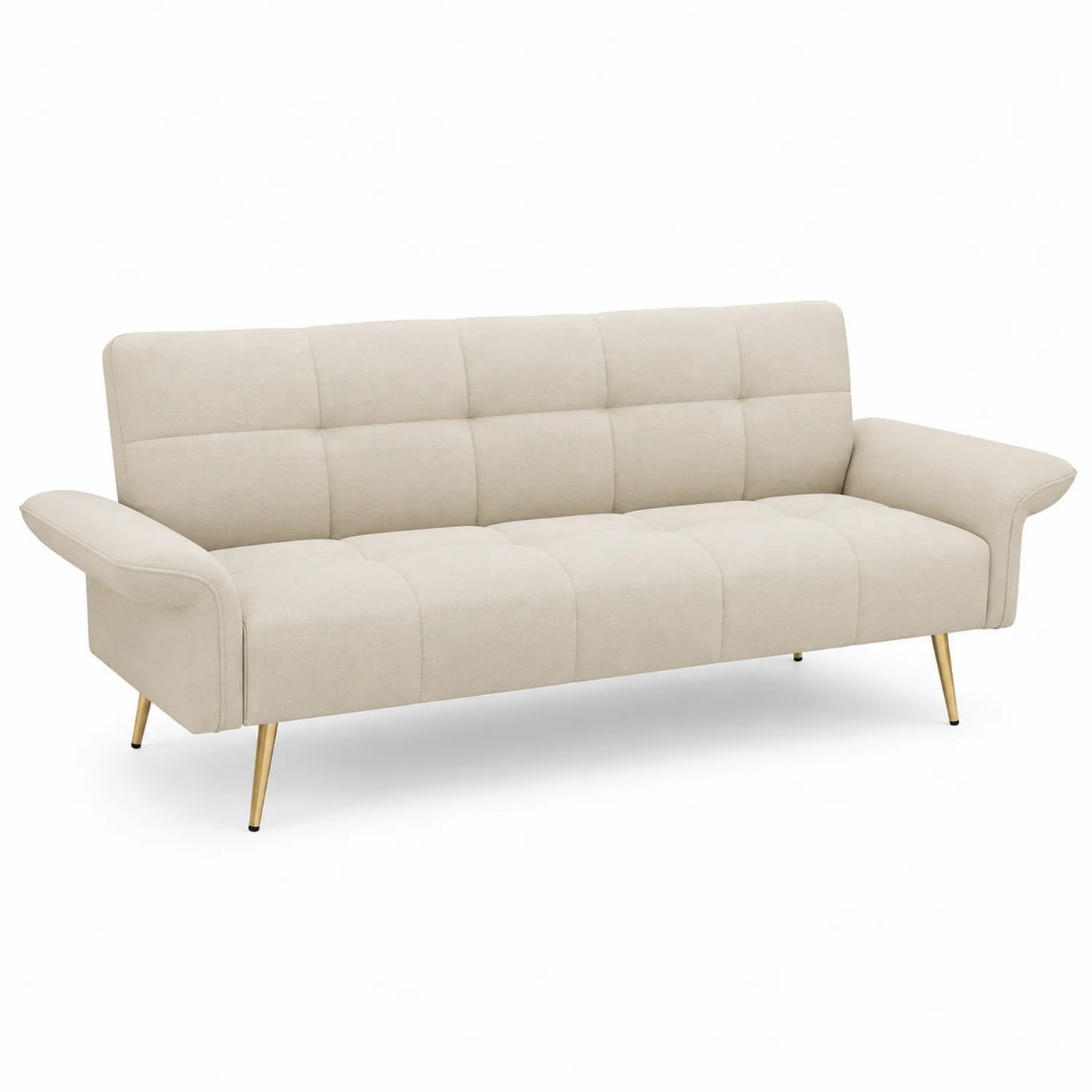 3-Sitzer Sofa Beige Stoff Stahlbeine