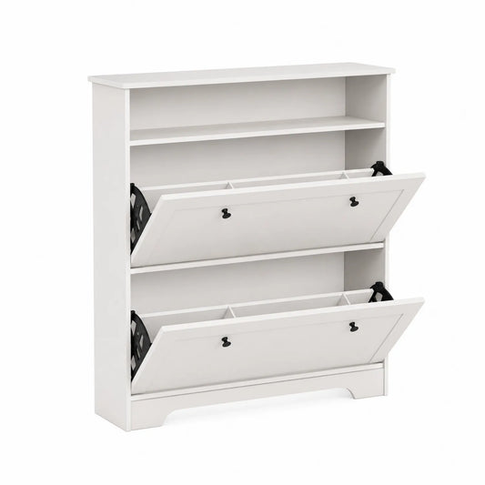 Schuhschrank Weiß Holzwerkstoff 102x80x23 cm