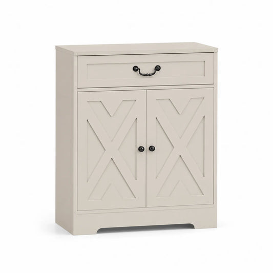 Beiger Holzschuhschrank mit Schublade 86x70x34 cm