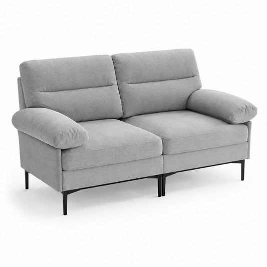 Zweisitzer Sofa aus Polyestergewebe mit Stahlrahmen Grau