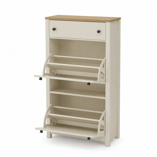 Schuhschrank MDF-Holz Beige mit Schublade