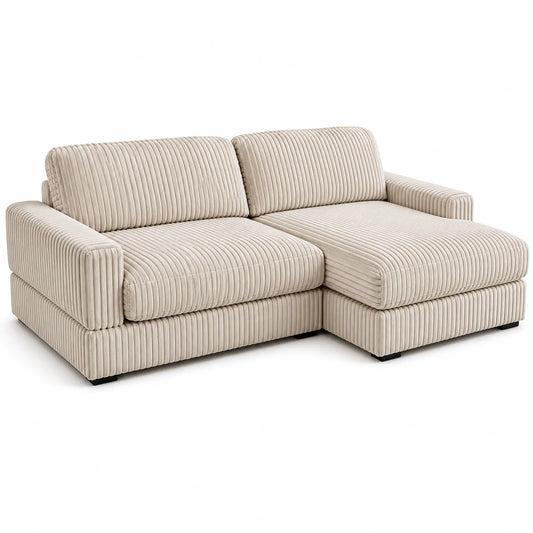 Ecksofa Beige Cord-Stoff L-Form 250 cm