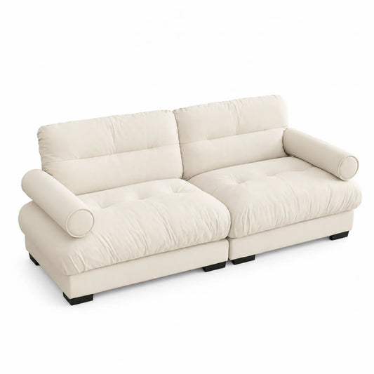 2-Sitzer Modulares Sofa Cremeweiß Polyester